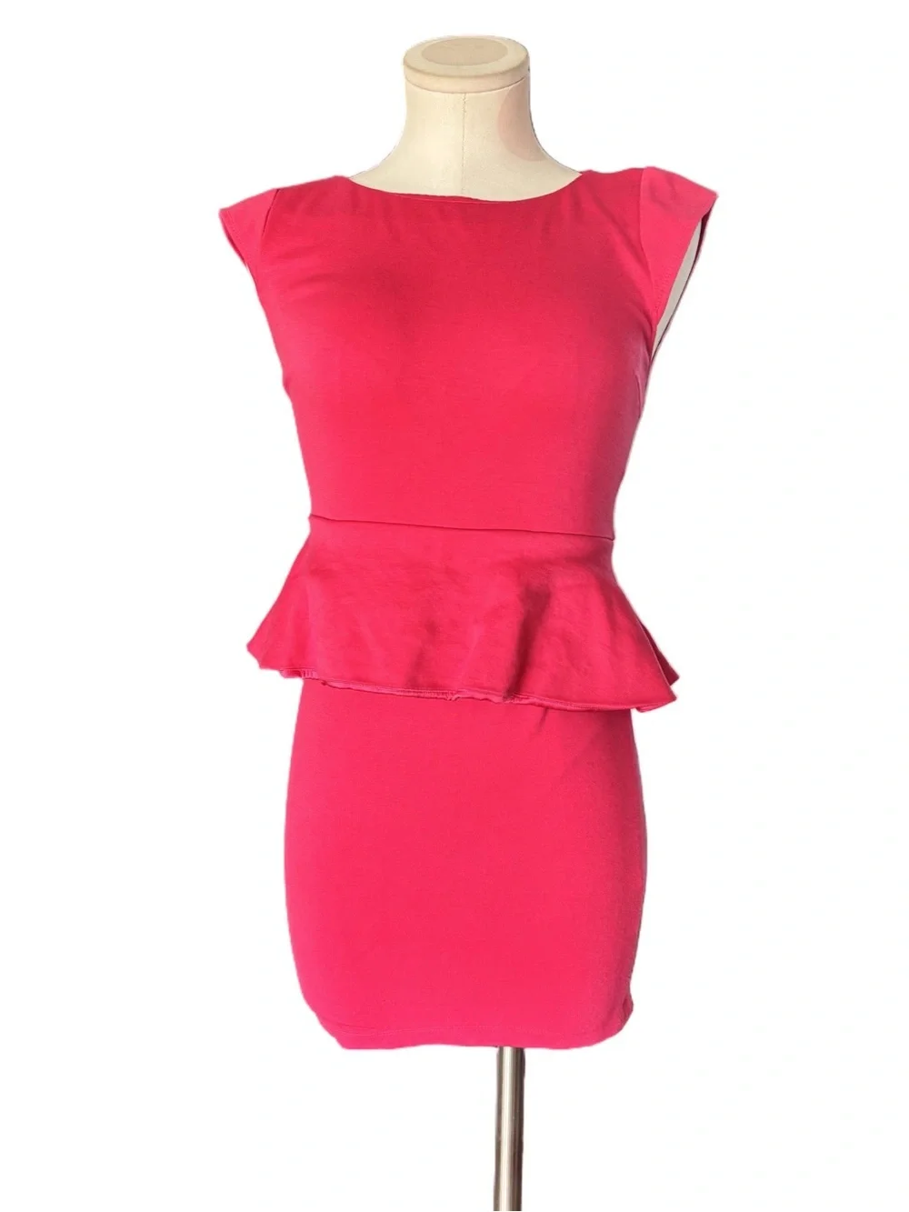 Peplum Bodycon Dress Hot Pink - Alice + Olivia - XS / Small